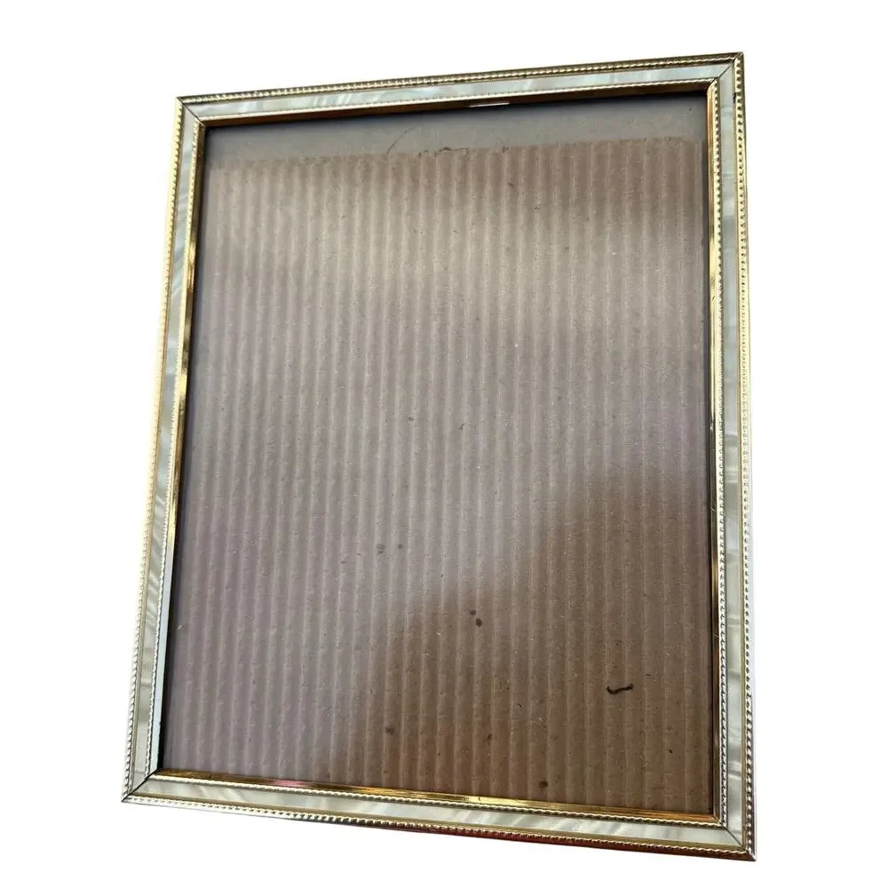 Vintage Gold Mother Of Pearl Look 8x10 Photo Picture Frame Ornate Hanging Decor
